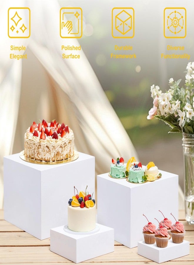 ejonirinjonir EI 8Pcs Acrylic Buffet Risers,High-end Classic Food Display Riser for Party,Catering,Jewelry Collectibles.White Heavy duty Dessert Table Display Set,Acrylic Cube Boxes Display Nesting Risers - Image 4